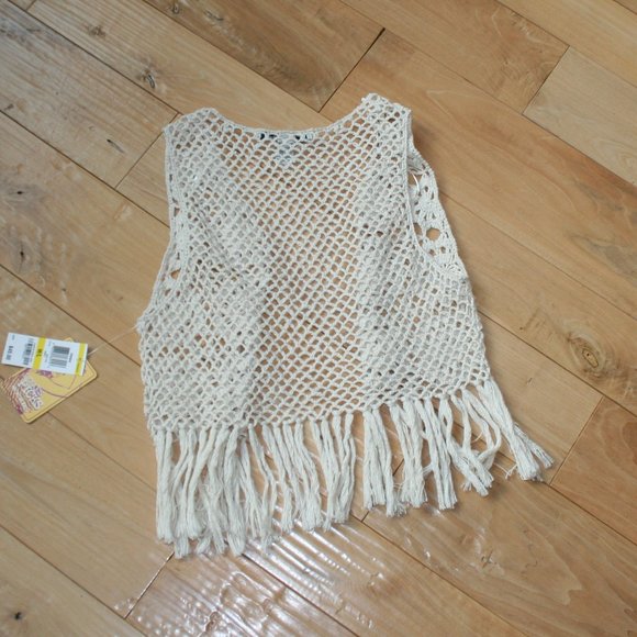 American Rag Fringed Cream M/L Vest (NWT) - Picture 3 of 4
